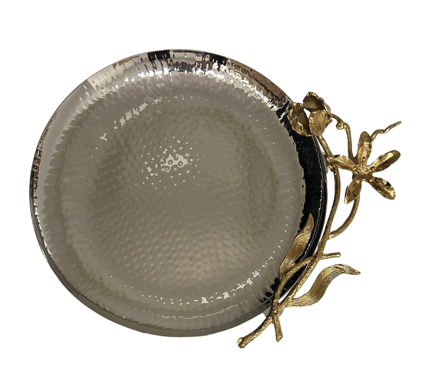Gold/Silver Floral Round Plate