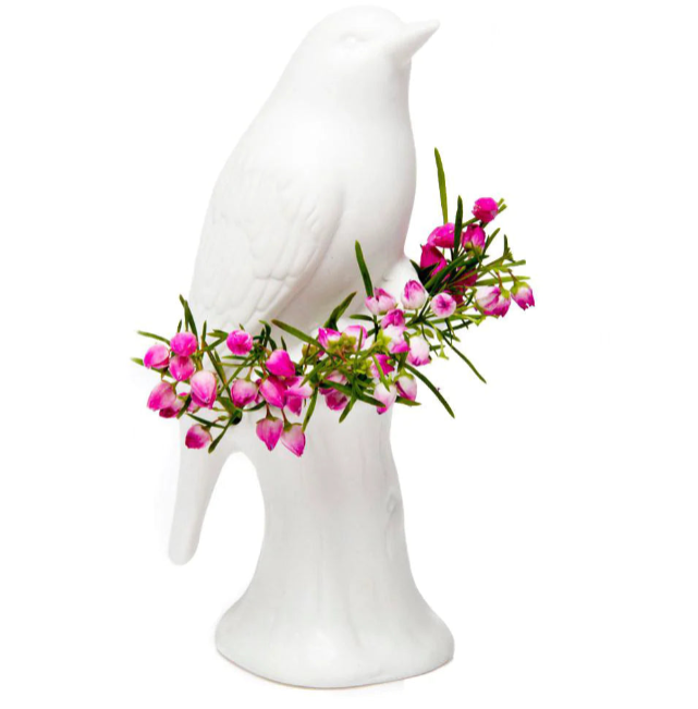 Black Porcelain Bird Flower Vase