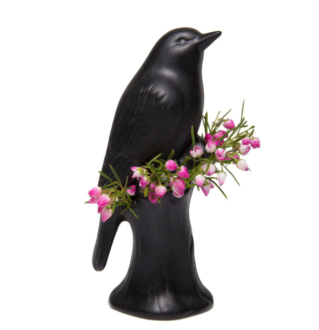 White Porcelain Bird Flower Vase