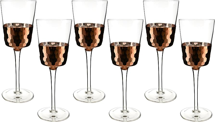 Wine Glasses with Cooper Finish - 6pc