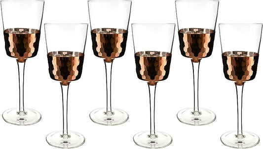 Wine Glasses with Cooper Finish - 6pc