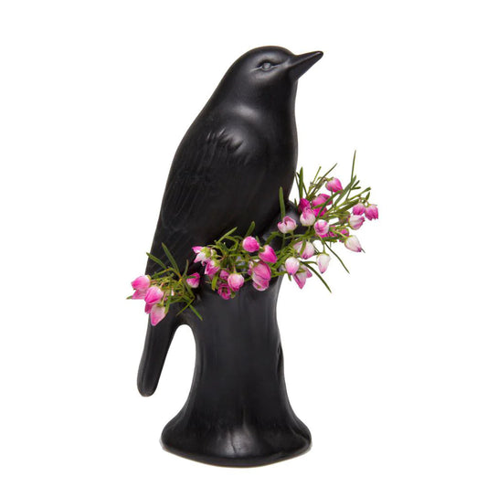 Black Porcelain Bird Flower Vase